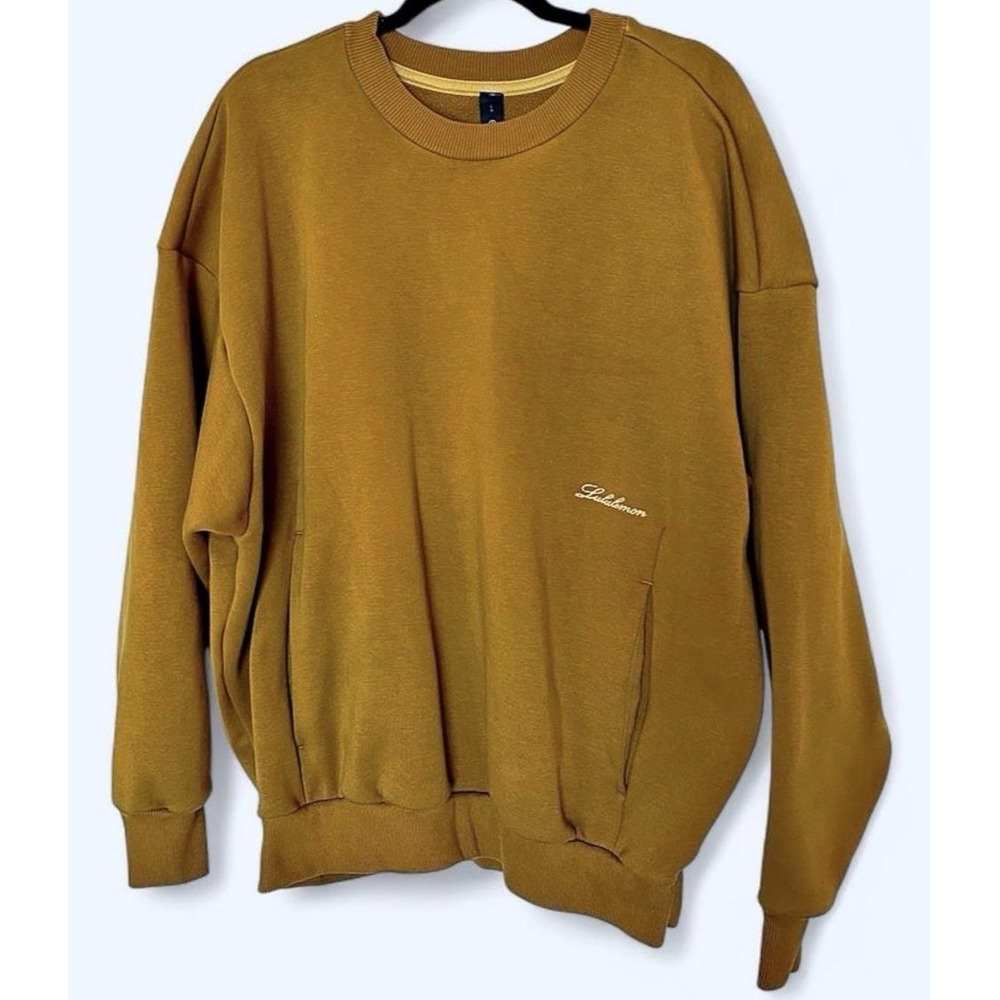 Lululemon Brown Fleece Crewneck Pullover Sweatshirt w/ Pockets Mens L